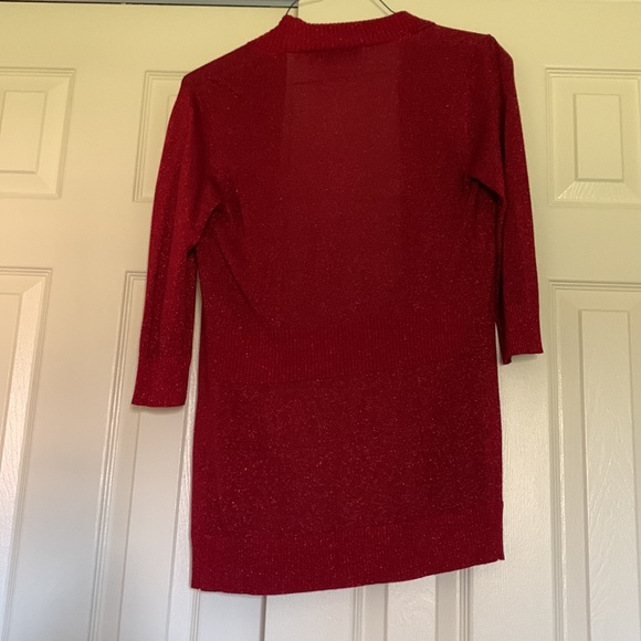 89th & Madison Red Shimmer Cardigan Size Small - Picture 2 of 2